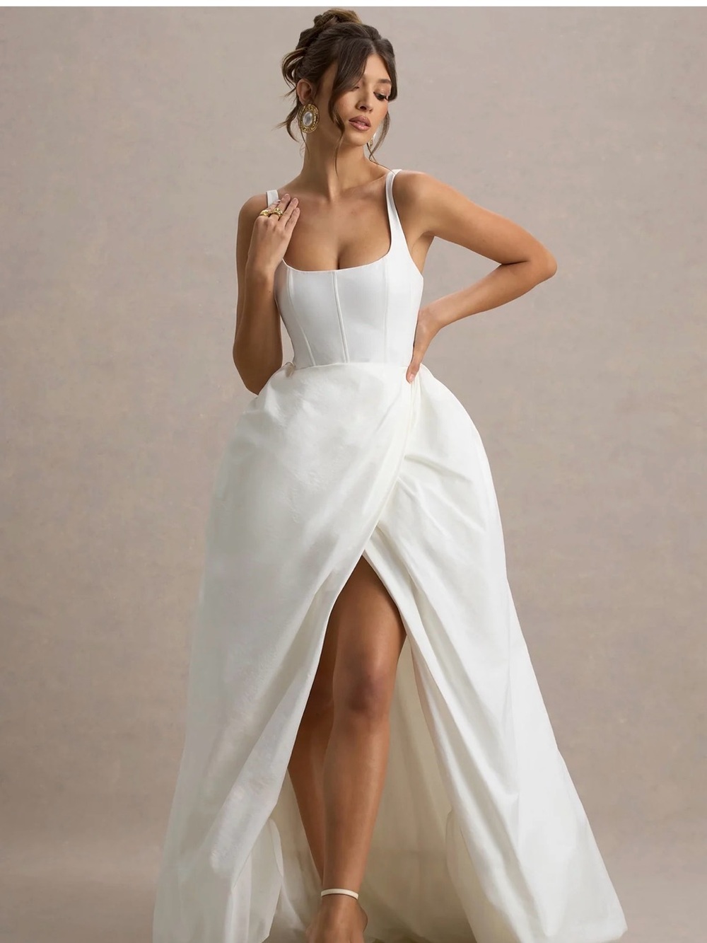 Club L London White Strappy Maxi Wedding Dress - Picture 3 of 6